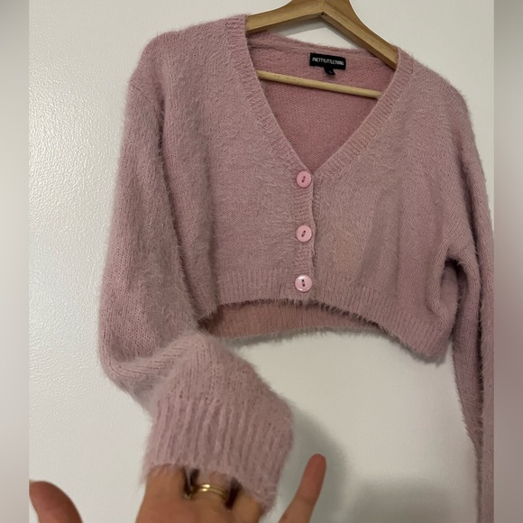 Pretty little thing pink fuzzy cardigan size small - Picture 2 of 4